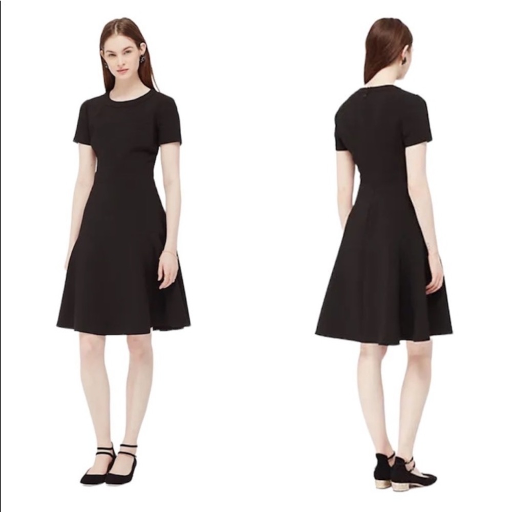 KATE SPADE NEW YORK CREPE FLIP DRESS Black FIT & FLARE DRESS SZ 4 AUDREY HEPBURN